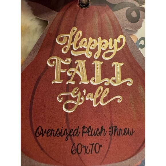 🎃NEW Pumpkin Kisses and Harvest Wishes Oversized Plush Throw 60” x 70” PERFECT - Picture 5 of 6
